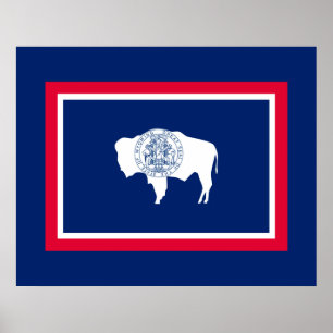 Wyoming Statlig flagga Design Poster