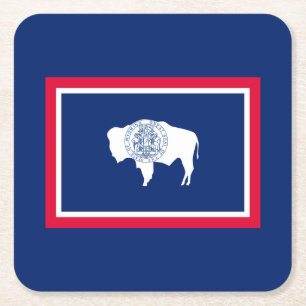 Wyoming Statlig flagga Design Underlägg Papper Kvadrat
