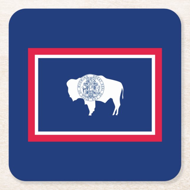 Wyoming Statlig flagga Design Underlägg Papper Kvadrat (Framsidan)