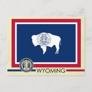 Wyoming Statlig flagga och Seal Vykort