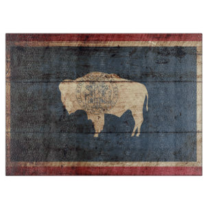 Wyoming Statlig flagga på Old Wood Grain