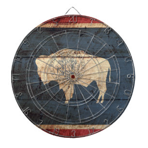 Wyoming Statlig flagga på Old Wood Grain Piltavla