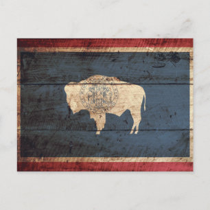 Wyoming Statlig flagga på Old Wood Grain Vykort