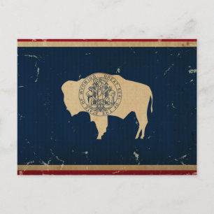 Wyoming Statlig flagga VINTAGE Vykort