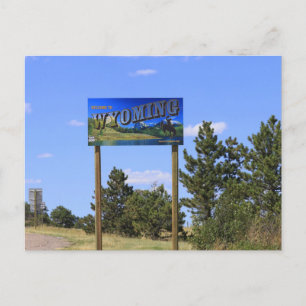 Wyoming Statlig Linjeskylt Vykort