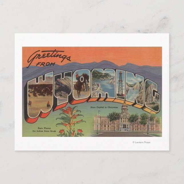 Wyoming (statligt kapital/blomma) vykort (Framsida)