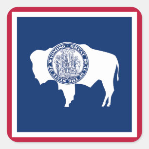 Wyoming statsflagga fyrkantigt klistermärke