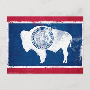 Wyoming statsflagga i distressad stil vykort