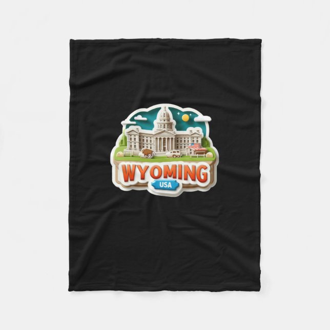 Wyoming Sticker Fleecefilt (Framsidan)