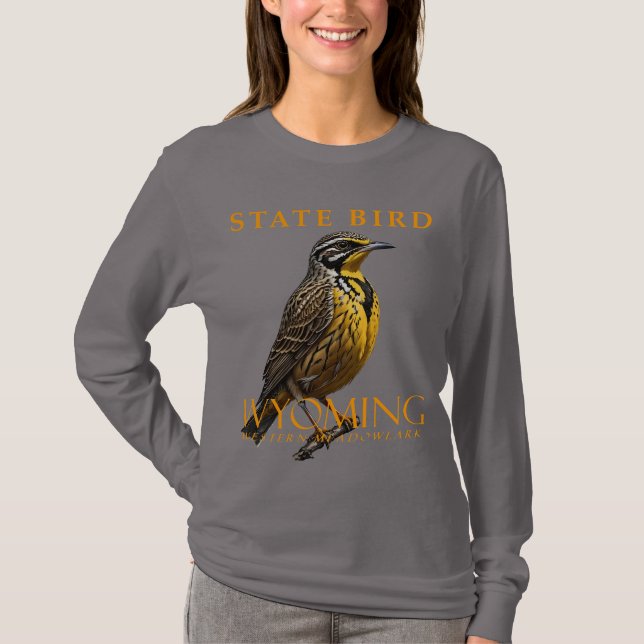 Wyoming Territory Bird the Western Meadowlark T Shirt (Framsida)