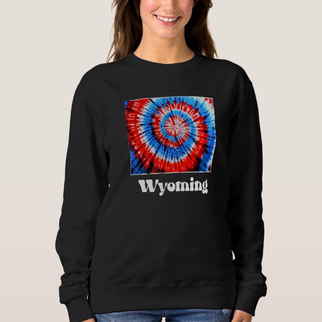 Wyoming Tie Dye Red White Blue Patriotic T Shirt (Framsida)