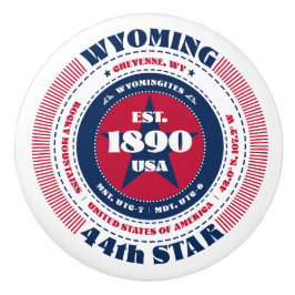 Wyoming US State Rött vitt blått Typography Knopp