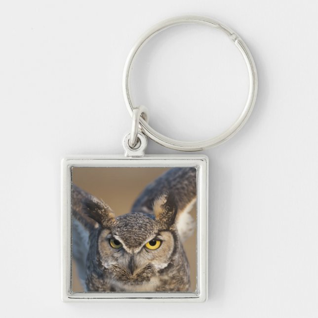 Wyoming USA Fyrkantig Silverfärgad Nyckelring (Framsidan)