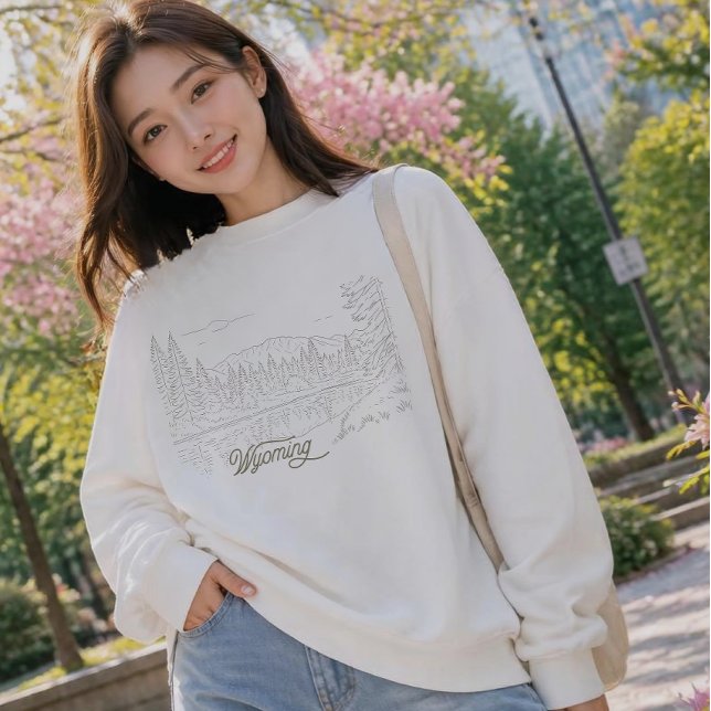 Wyoming USA Linje Konst  T Shirt (Skapare uppladdad)