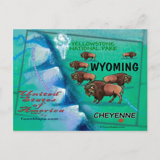 Wyoming USA Rolig Karta Vykort (Framsida)