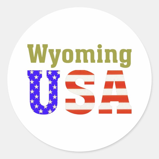 Wyoming USA! Runt Klistermärke (Framsida)