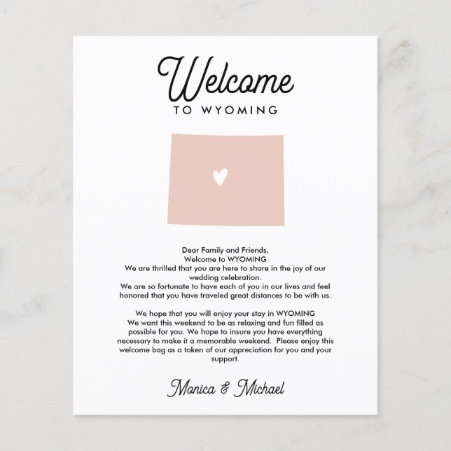 WYOMING Välkommen Brev Itinerary ANY FÄRG (Framsida)