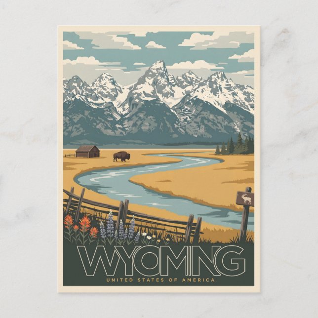 Wyoming Vildmark Vykort (Framsida)