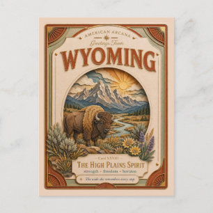 Wyoming Vintage Paper Cut American Arcana Vykort