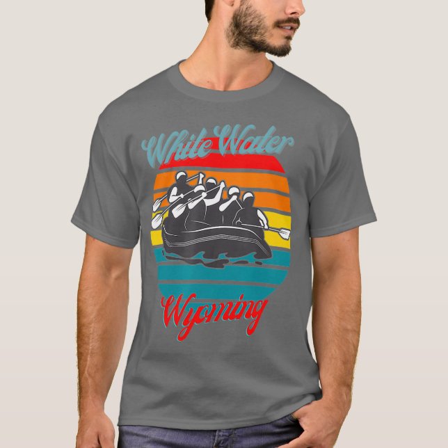 Wyoming Whitewater White Vatten Raiting Canoeing T Shirt (Framsida)