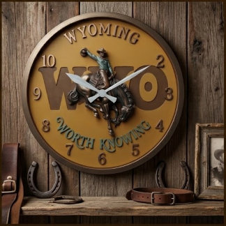 Wyoming Worth Knowing Bucking Horse Cowboy Stor Klocka