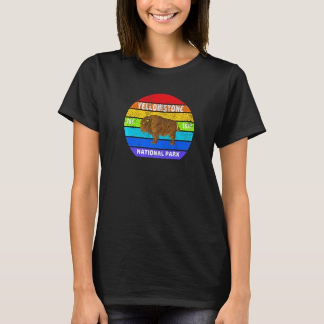 Wyoming Yellowstone nationalpark Souvenir Bison B T Shirt (Framsida)
