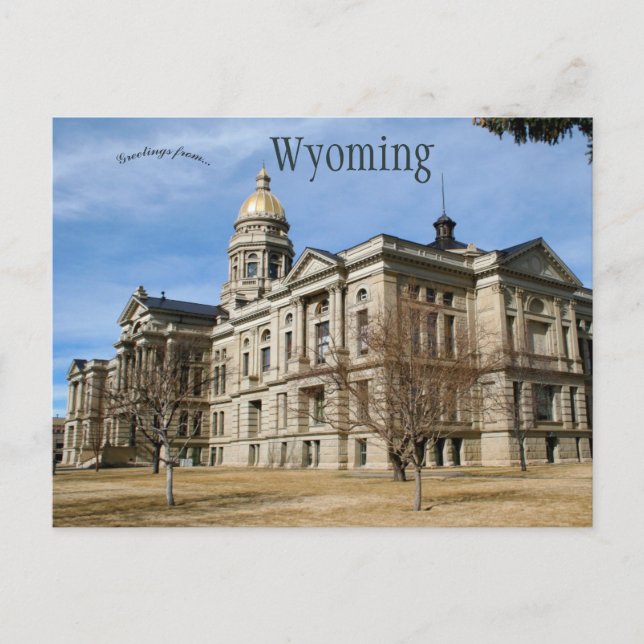 Wyomings delstatskapitolium i Cheyenne Wyoming Vykort (Framsida)