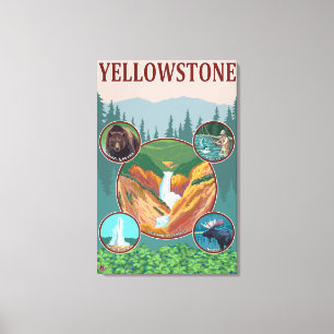 WyomingYellowstone Collage Canvastryck