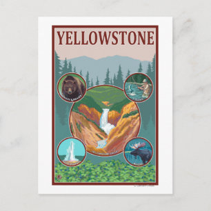 WyomingYellowstone Collage Vykort