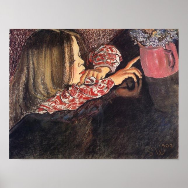 Wyspianski, Helenka med Vas av Flowers, 1902 Poster (Framsidan)