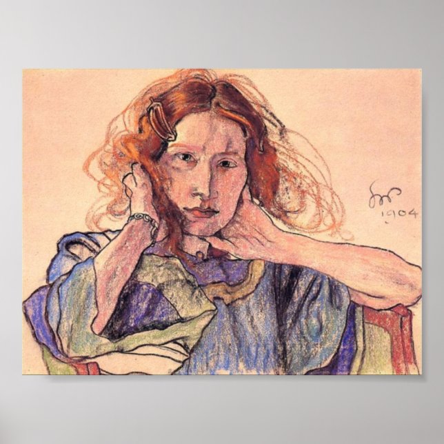 Wyspianski, Porträtt of Irena Solska, 1904 Poster (Framsidan)