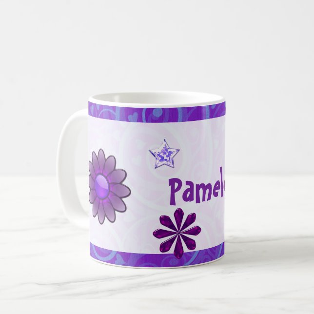 Wysteria Jeweled 3D LÄGG TILL DITT NAMN Kaffemugg (Framsida vänster)