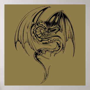 Wyvern Dragon är fantasi mytiska besvär Poster