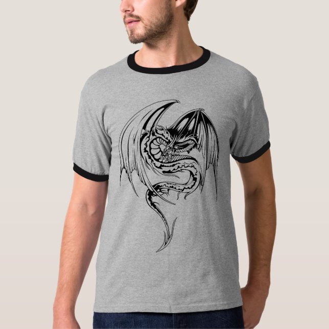 Wyvern Dragon är fantasy Mythical Creatures T-Shi T Shirt (Framsida)