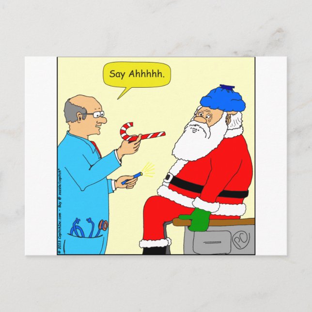 x85 Santa say ahh Tecknad Helg Vykort (Framsida)