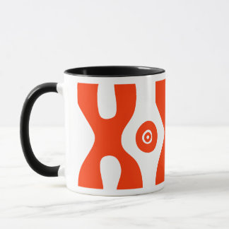 X 0 Primitiv abstrakt design i Vibrant Red Mugg