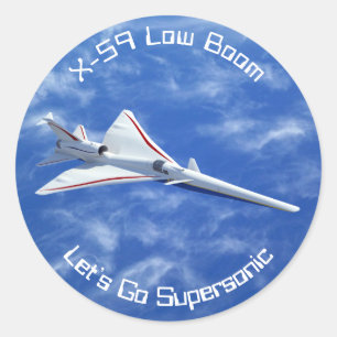 X-59 Supersonic Jet-flygplan med låg starthastighe Runt Klistermärke