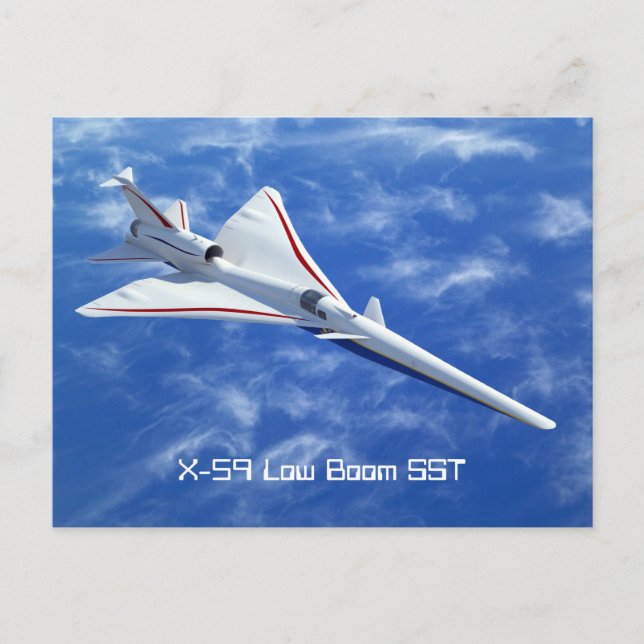 X-59 Supersonic Jet-flygplan med låg starthastighe Vykort (Framsida)