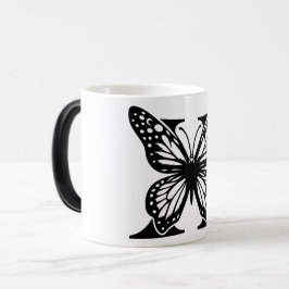 X Alphabet black butterfly Magisk Mugg