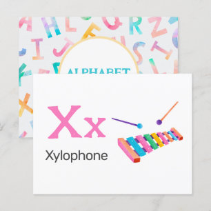 X är för Xylofon - Alfabetets Flash-kort Vykort