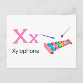 X är för Xylofon - Alfabetets Flash-kort Vykort