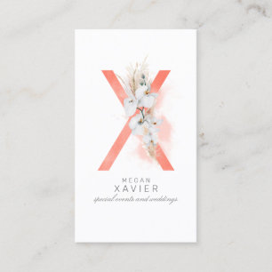X Brev Monogram White Orchids och Pampas Grass Visitkort