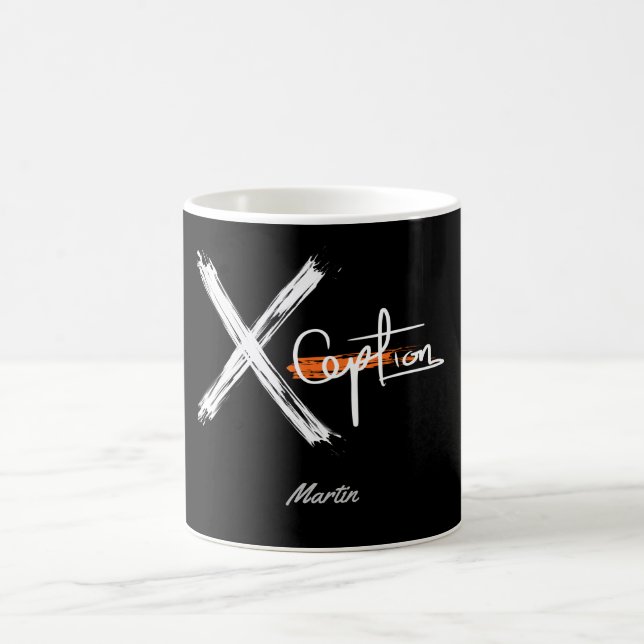 X Ception | Cool Svart och Vit Anpassat Namn Kaffemugg (Center)