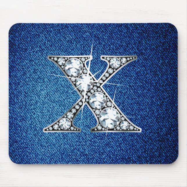 X Faux-"Diamond Bling" på Denim Mousepad Musmatta (Framsidan)
