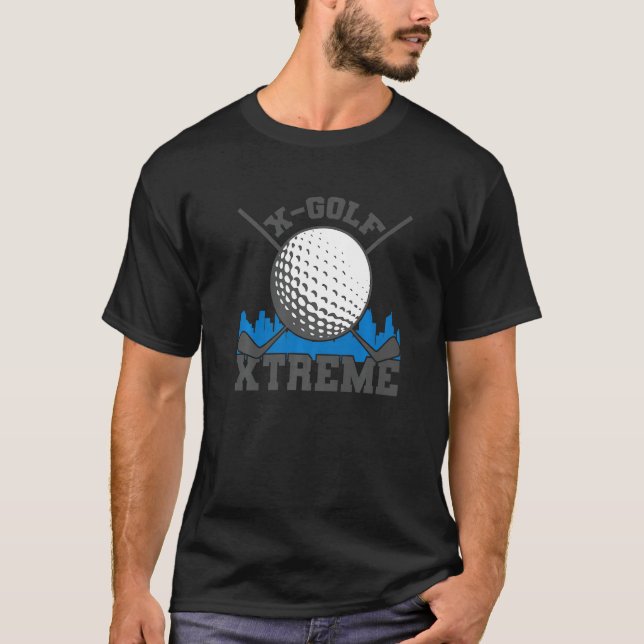 X Golf Xtreme Golf Boll och Golf Klubb T Shirt (Framsida)
