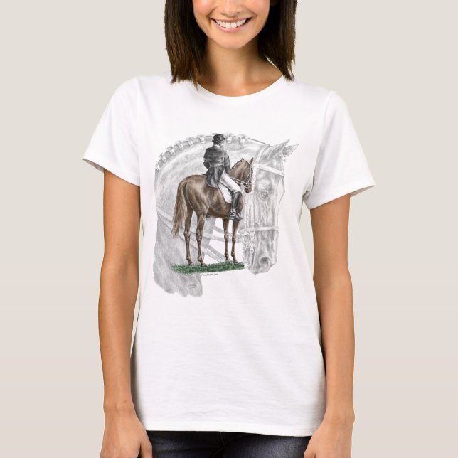 X-Halt Salute Dressage Horse T Shirt (Framsida)