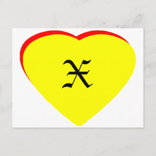 "X" Heart Gult Red Wedding bjudande MUSEUM Inbjudan Vykort