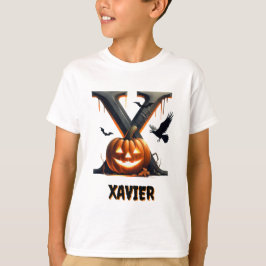 X Initial Halloweenknep eller godis Halloween T Shirt