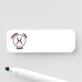 X markerar punkten namnbricka