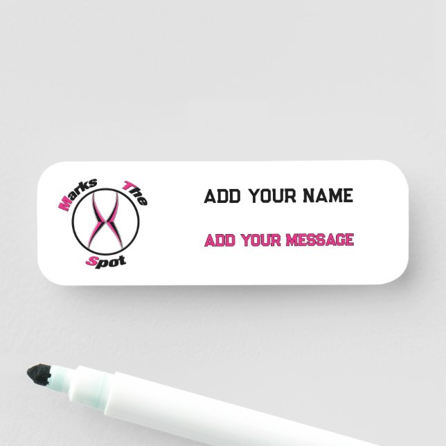 X markerar punkten namnbricka (På plats)